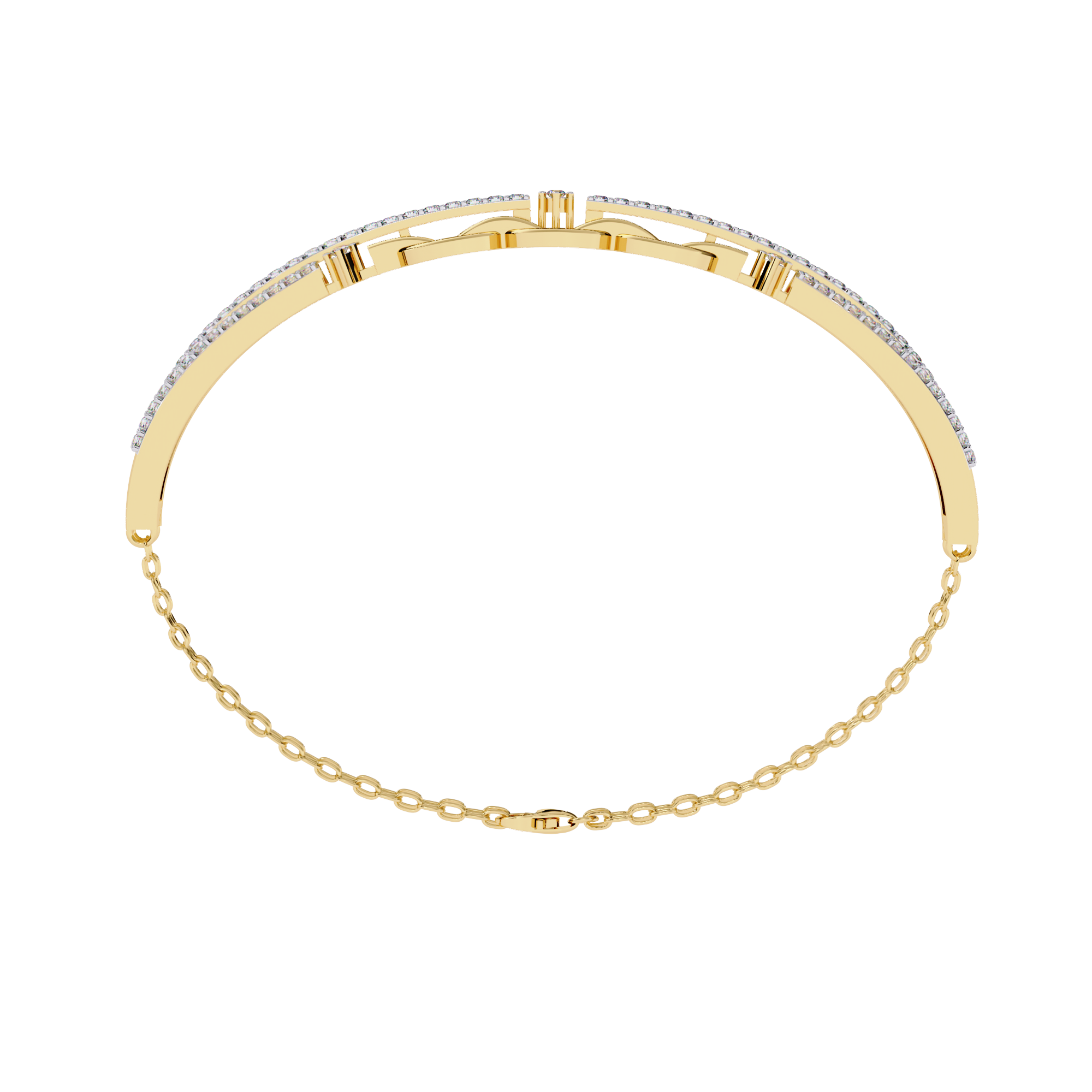 Solitairekart 0.86ct Double Row Diamond and Gold Chain Link Bracelet-HI Color, VS-SI Clarity